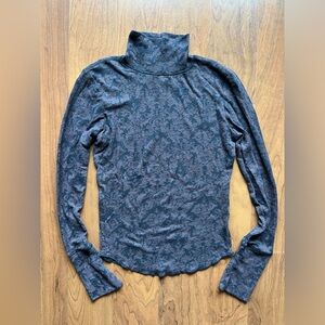Free People Long Sleeve Turtle Neck Navy and Purple- Size M
